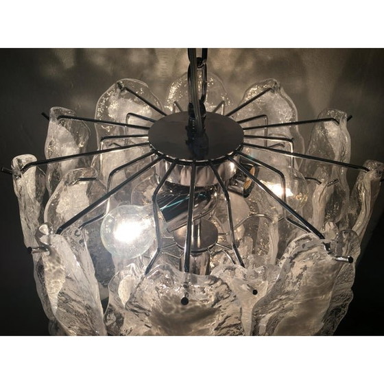 Image 1 of Italian Murano Glass Chrome Metal Frame Sputnik Chandelier