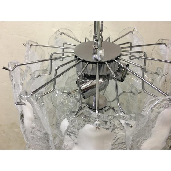 Image 1 of Italian Murano Glass Chrome Metal Frame Sputnik Chandelier