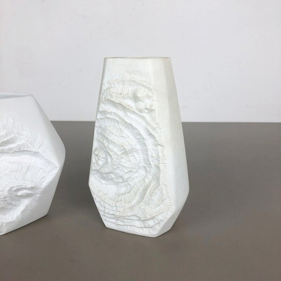 Image 1 of Pair of vintage porcelain vases original OP Art by AK Kaiser, Germany 1970