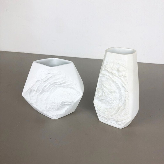 Image 1 of Pair of vintage porcelain vases original OP Art by AK Kaiser, Germany 1970