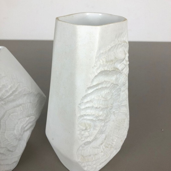 Image 1 of Pair of vintage porcelain vases original OP Art by AK Kaiser, Germany 1970