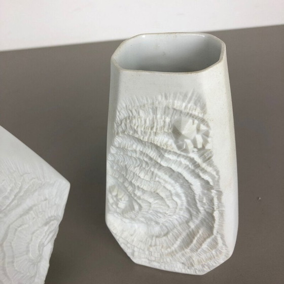 Image 1 of Pair of vintage porcelain vases original OP Art by AK Kaiser, Germany 1970