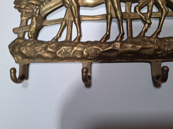 Image 1 of Vintage brass coat rack/key rack