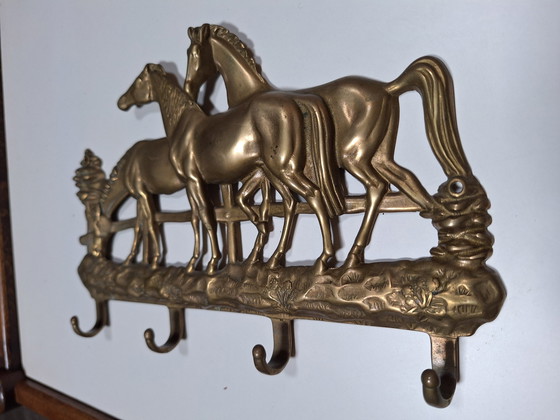 Image 1 of Vintage brass coat rack/key rack