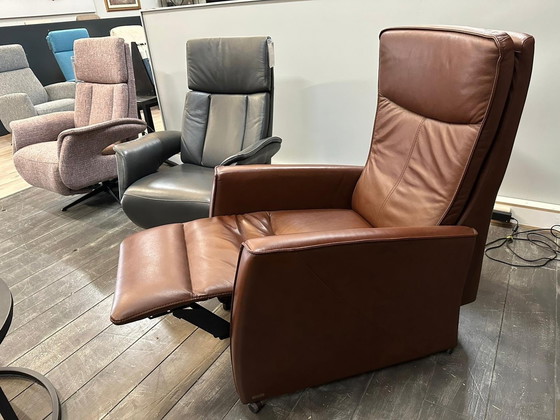 Image 1 of Prominent Leather Chair In Cognac/Brown