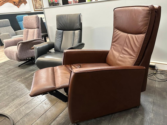 Image 1 of Prominent Leather Chair In Cognac/Brown