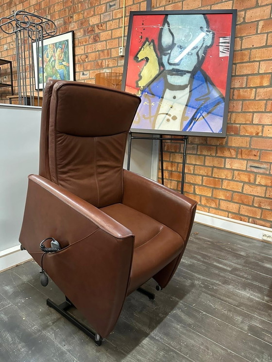 Image 1 of Prominent Leather Chair In Cognac/Brown