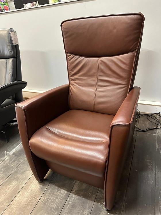 Image 1 of Prominent Leather Chair In Cognac/Brown