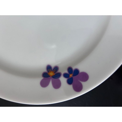 12 vintage porcelain plates with flower decoration for Heinrich, 1970