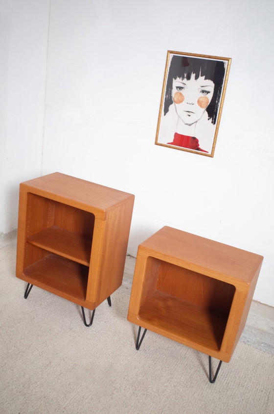 Image 1 of 2x Dyrlund teak chests of drawers bedside cabinets