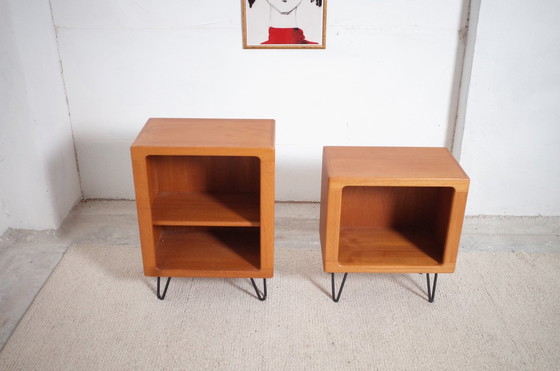 Image 1 of 2x Dyrlund teak chests of drawers bedside cabinets