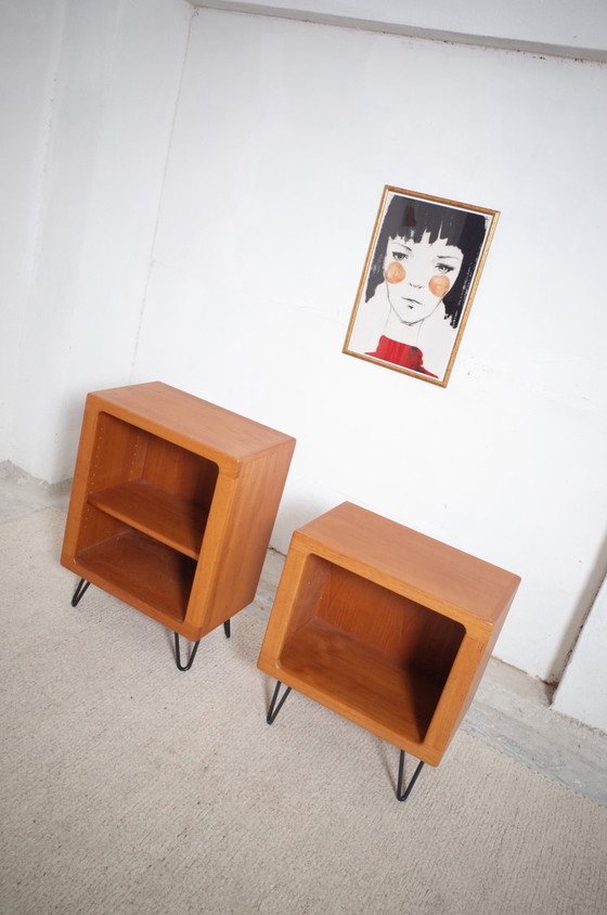 Image 1 of 2x Dyrlund teak chests of drawers bedside cabinets