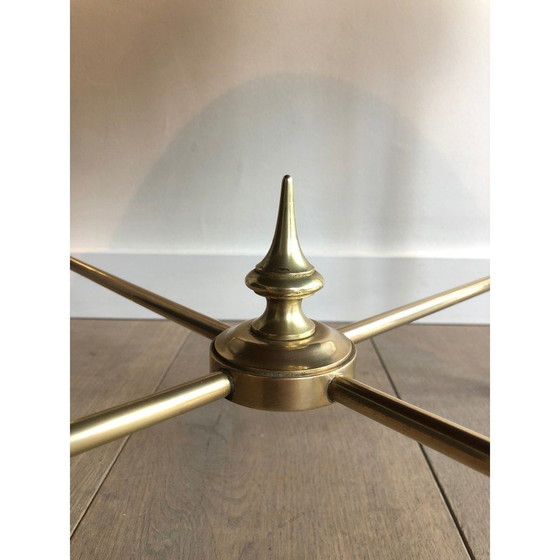 Image 1 of Vintage round brass coffee table from Maison Ramsay, 1940s