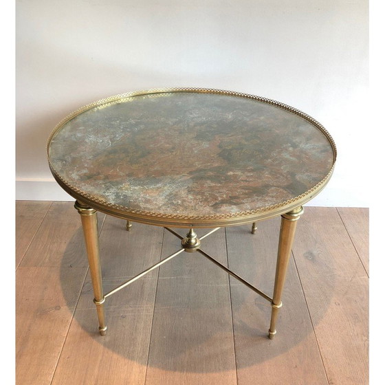 Image 1 of Vintage round brass coffee table from Maison Ramsay, 1940s