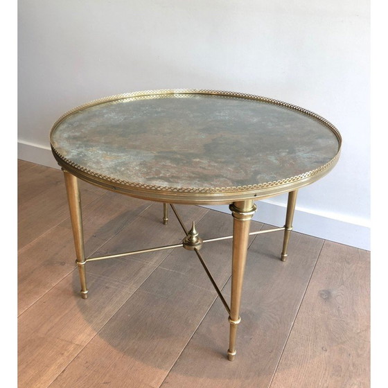 Image 1 of Vintage round brass coffee table from Maison Ramsay, 1940s