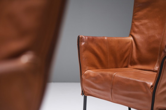 Image 1 of 6 chaises de salle à manger Chaplin vintage en cuir cognac par Gerard van den Berg - Montis