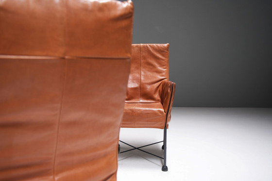 Image 1 of 6 chaises de salle à manger Chaplin vintage en cuir cognac par Gerard van den Berg - Montis