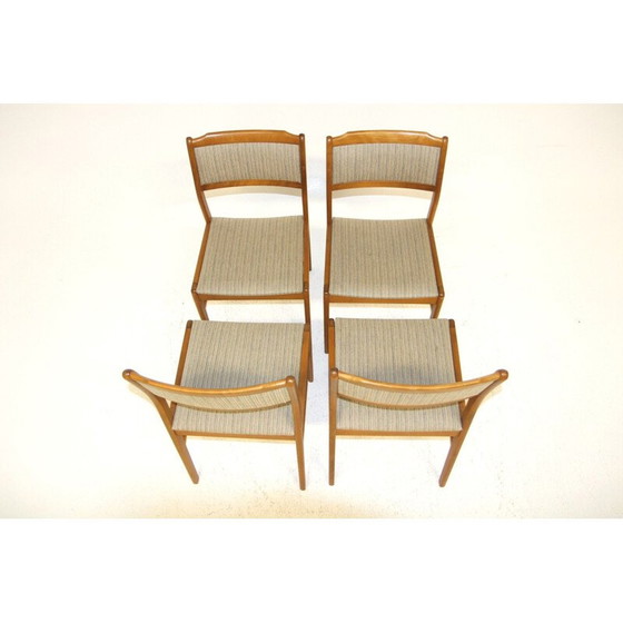 Image 1 of Set di 4 sedie vintage in faggio e tessuto, Svezia 1960
