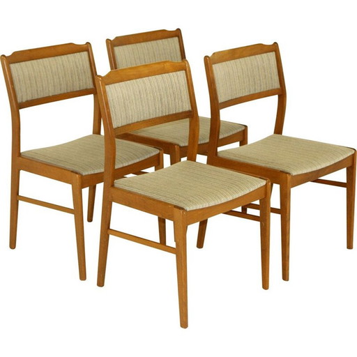 Set of 4 vintage beechwood and fabric chairs, Sweden 1960
