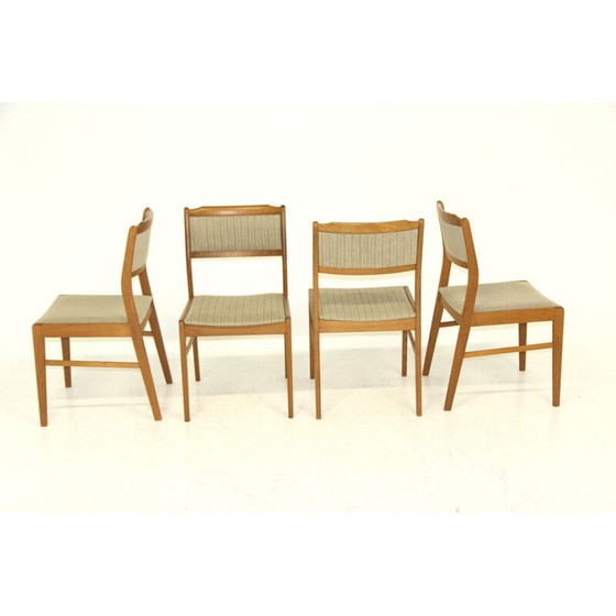 Image 1 of Set di 4 sedie vintage in faggio e tessuto, Svezia 1960