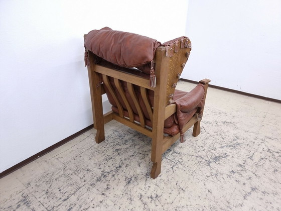 Image 1 of Poltrona in vera pelle, poltrona di design vintage modello metà secolo Knoll #0021 marrone