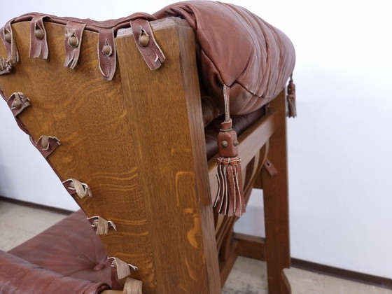 Image 1 of Poltrona in vera pelle, poltrona di design vintage modello metà secolo Knoll #0021 marrone