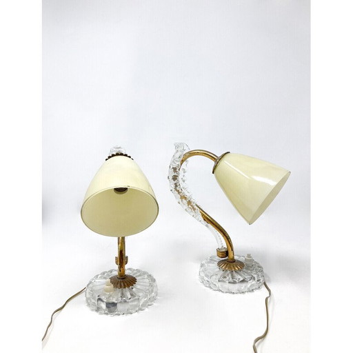 Vintage brass and glass table lamp, 1950