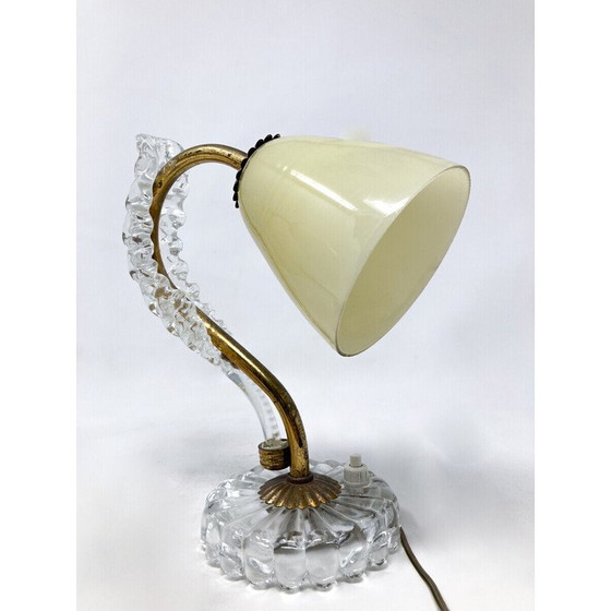 Image 1 of Vintage brass and glass table lamp, 1950