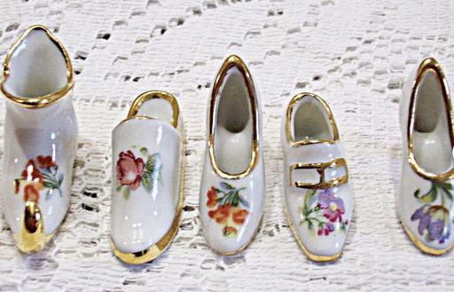 Set Of 5 Miniature Limoges Porcelain Shoes