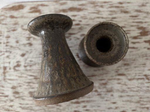 Par Kerzenleuchter Thromborg Keramik vintage, Dinamarca, años 60