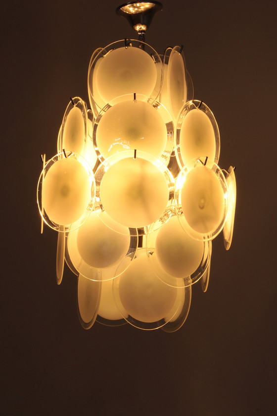 Image 1 of Vintage Italian Murano Glass Chandelier By Vistosi, 1960