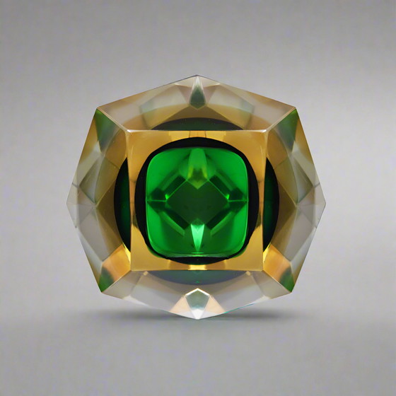 Image 1 of  1960s Astonishing Green Murano Ashtray or Bowl By Flavio Poli for Seguso. Made in Italy Load im