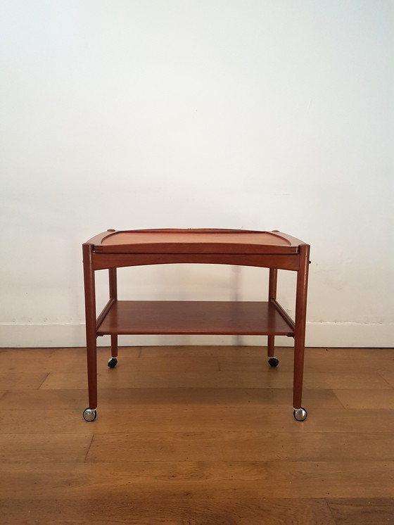 Image 1 of Danish serving trolley in teak by Poul Hundevad