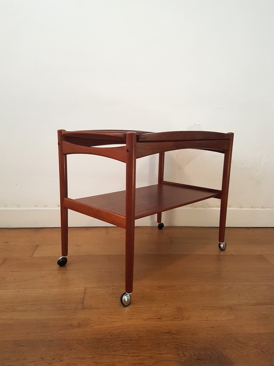 Image 1 of Danish serving trolley in teak by Poul Hundevad