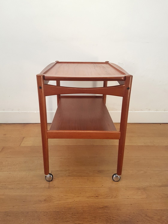 Image 1 of Danish serving trolley in teak by Poul Hundevad