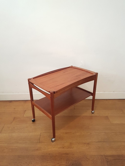 Danish serving trolley in teak by Poul Hundevad