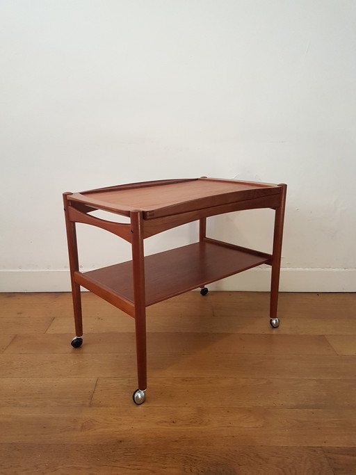 Danish serving trolley in teak by Poul Hundevad