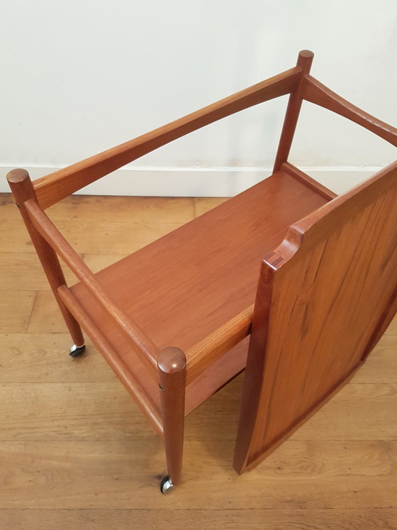 Image 1 of Danish serving trolley in teak by Poul Hundevad