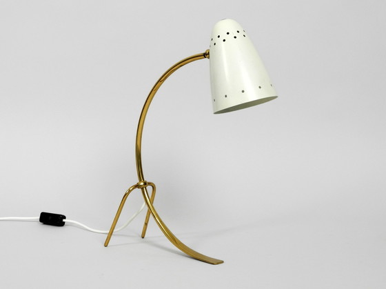 Image 1 of Very Large Mid Century Brass Metal Table Lamp By J. T. Kalmar Wien | Made In Austria