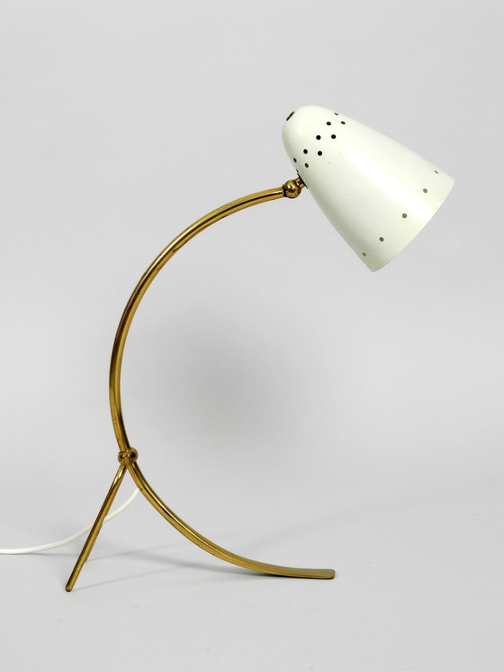 Image 1 of Very Large Mid Century Brass Metal Table Lamp By J. T. Kalmar Wien | Made In Austria