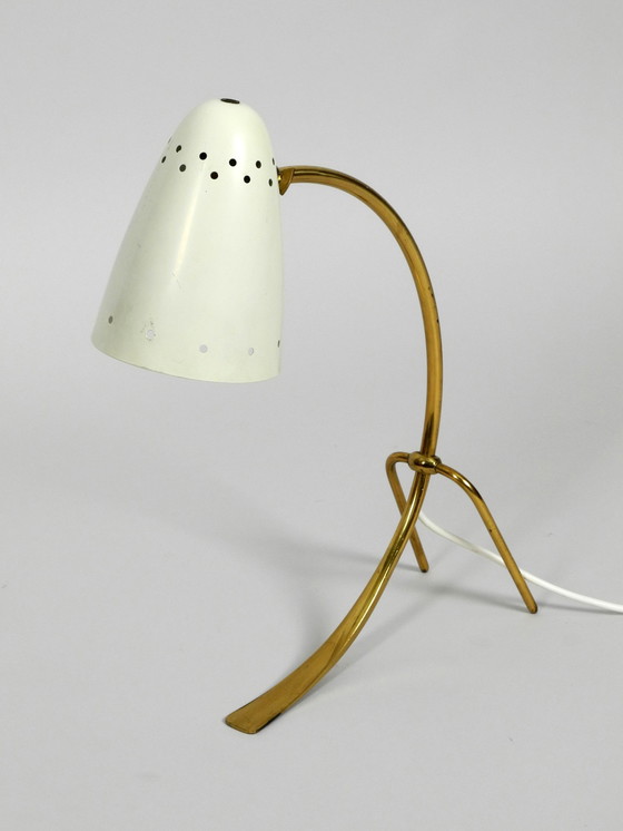 Image 1 of Very Large Mid Century Brass Metal Table Lamp By J. T. Kalmar Wien | Made In Austria