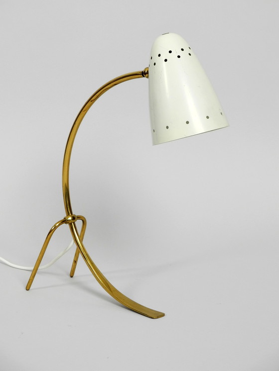 Image 1 of Very Large Mid Century Brass Metal Table Lamp By J. T. Kalmar Wien | Made In Austria