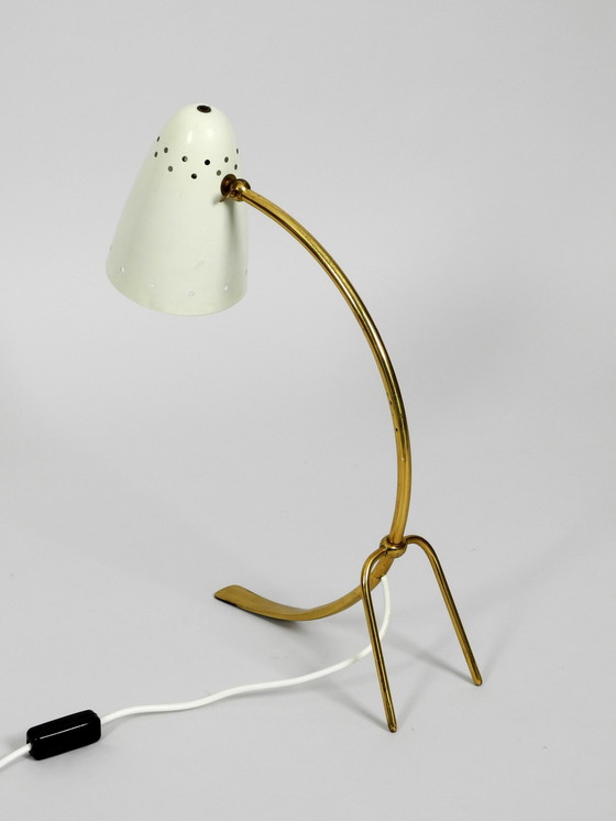 Image 1 of Very Large Mid Century Brass Metal Table Lamp By J. T. Kalmar Wien | Made In Austria