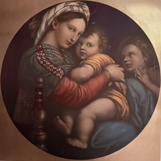 Image 1 of Raffael Van Urbino: “Madonna Della Sedia”. Raro ritratto antiquario in collotipia. 