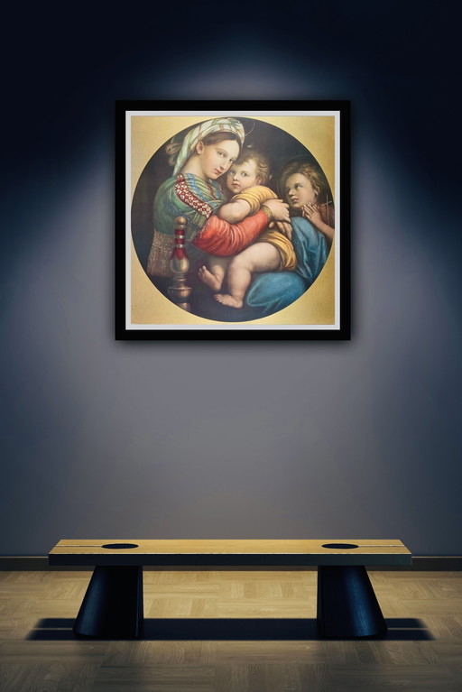 Raffael Of Urbino: "Madonna Della Sedia". Rare Collotype Antiquarian Portrait.