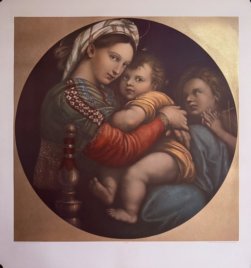 Raffael Of Urbino: "Madonna Della Sedia". Rare Collotype Antiquarian Portrait.
