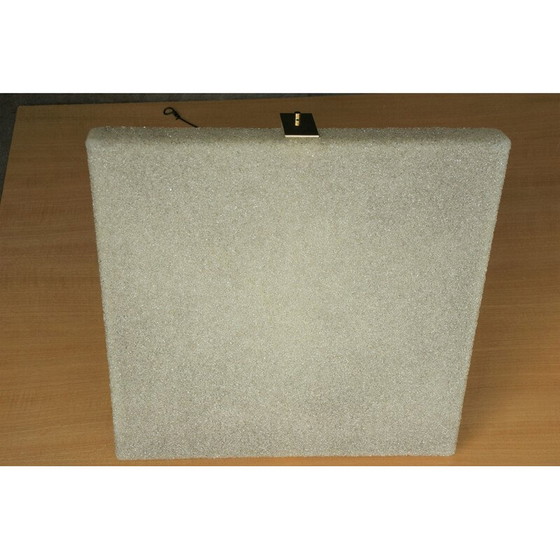 Image 1 of Lampada a sospensione quadrata vintage in ottone e vetro acrilico