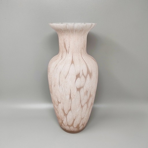 1960 - Étonnant vase antique rose et blanc en verre de Murano par Artelinea. Fabriqué en Italie