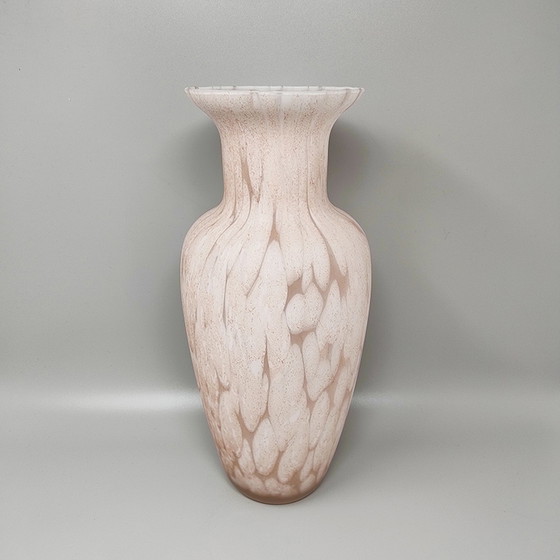 Image 1 of 1960s Astonishing Antique Pink and White Vase in Murano Glass by Artelinea. Made in Italy