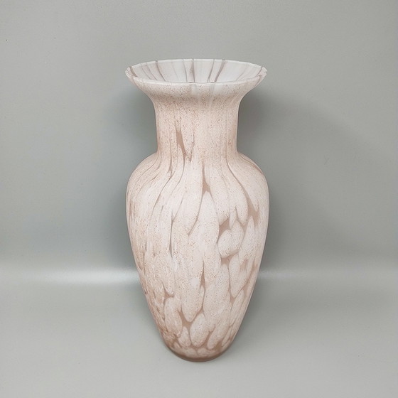 Image 1 of 1960s Astonishing Antique Pink and White Vase in Murano Glass by Artelinea. Made in Italy